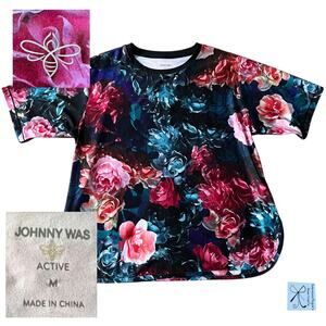 Johnny Was Bee Active Cropped Floral Top Sz M